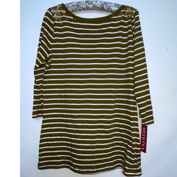Merona‎ NWT Striped Top w/ Sequin Shoulders - Size M - Picture 1 of 9